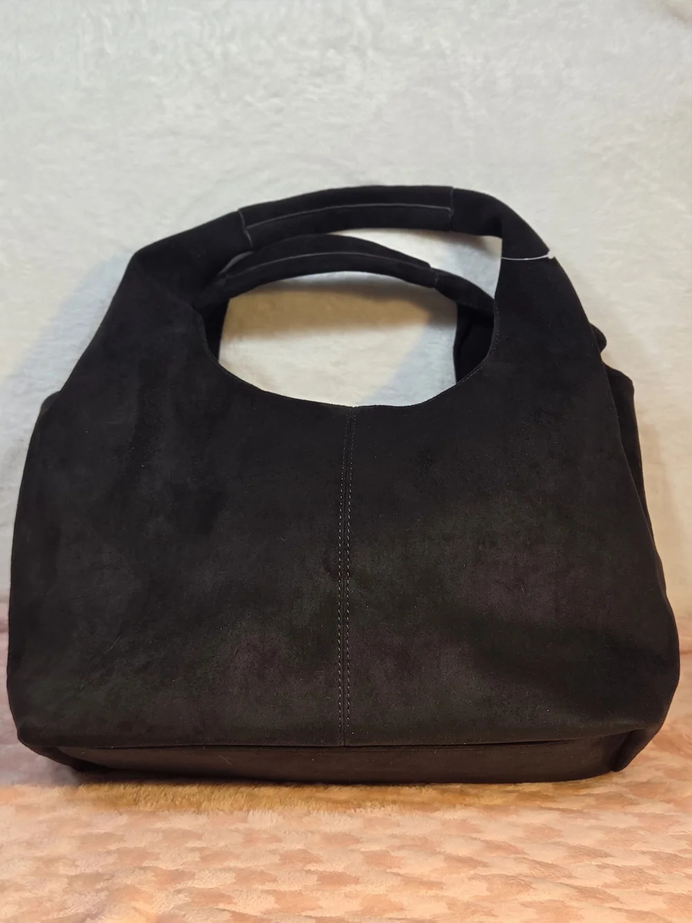 Black Suede Hobo Bag - Classic Everyday Tote